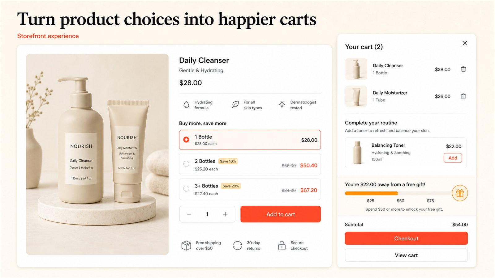 Storefront experience in Jolly Bundles & Upsells
